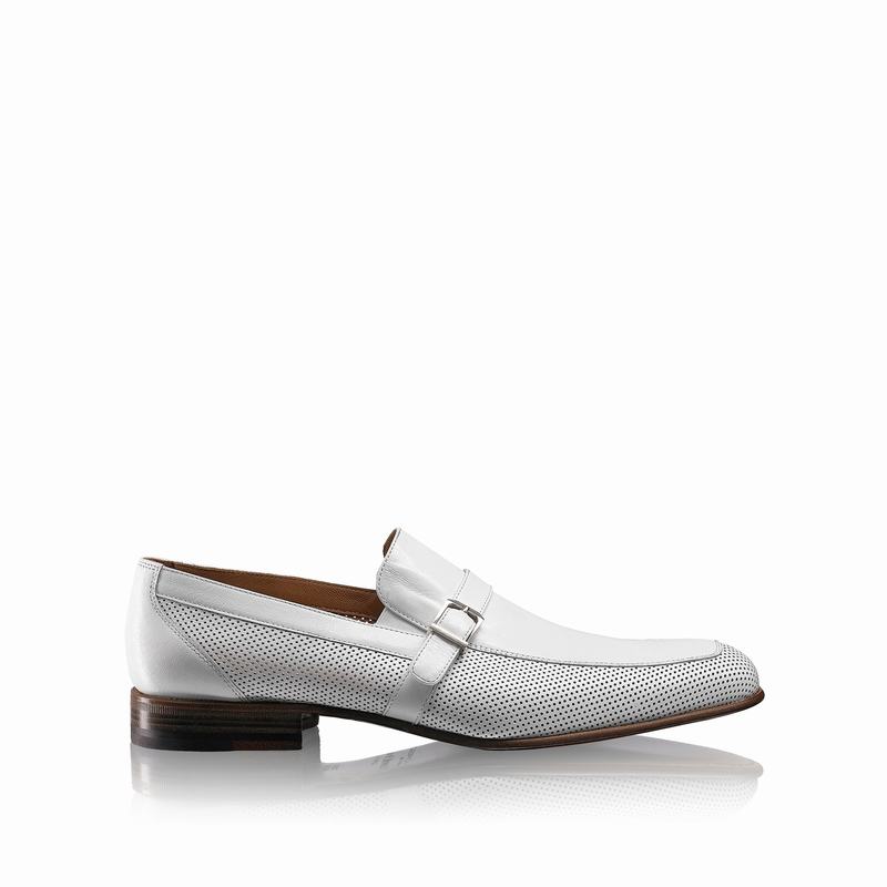 Russell & Bromley Charisma Buckle Detail Loafers Mens White [LNV3719LL]